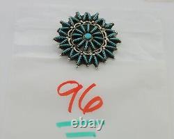 Navajo Pin Pendant 925 Silver Blue Turquoise Signed Benson Yazzie C. 80's