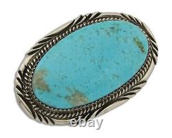 Navajo Pin Pendant 925 Silver Natural Blue Turquoise Artist signed DS C. 80's