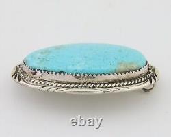 Navajo Pin Pendant 925 Silver Natural Blue Turquoise Artist signed DS C. 80's