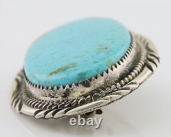 Navajo Pin Pendant 925 Silver Natural Blue Turquoise Artist signed DS C. 80's