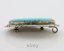 Navajo Pin Pendant 925 Silver Natural Blue Turquoise Artist signed DS C. 80's