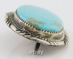 Navajo Pin Pendant 925 Silver Natural Blue Turquoise Artist signed DS C. 80's