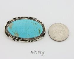 Navajo Pin Pendant 925 Silver Natural Blue Turquoise Artist signed DS C. 80's