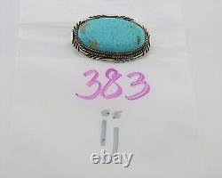 Navajo Pin Pendant 925 Silver Natural Blue Turquoise Artist signed DS C. 80's