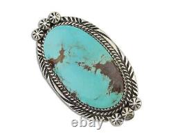 Navajo Pin Pendant 925 Silver Natural Blue Turquoise Artist signed SC C. 80's