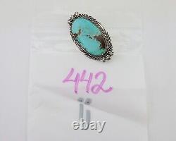 Navajo Pin Pendant 925 Silver Natural Blue Turquoise Artist signed SC C. 80's