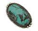 Navajo Pin Pendant 925 Silver Natural Blue Turquoise Signed S C. 80's