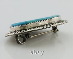 Navajo Pin Pendant 925 Silver Natural Blue Turquoise Signed S C. 80's