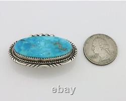 Navajo Pin Pendant 925 Silver Natural Blue Turquoise Signed S C. 80's