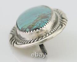 Navajo Pin Pendant 925 Silver Natural Spiderweb Turquoise Signed D C. 80's