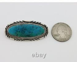 Navajo Pin Pendant 925 Silver Natural Spiderweb Turquoise Signed D C. 80's