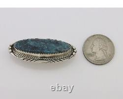 Navajo Pin Pendant 925 Silver Natural Spiderweb Turquoise Signed D C. 80's