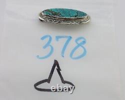 Navajo Pin Pendant 925 Silver Natural Spiderweb Turquoise Signed D C. 80's