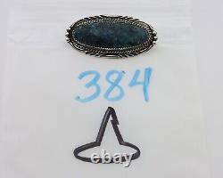 Navajo Pin Pendant 925 Silver Natural Spiderweb Turquoise Signed D C. 80's