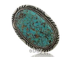 Navajo Pin Pendant 925 Silver Natural Spiderweb Turquoise Signed S C. 80's