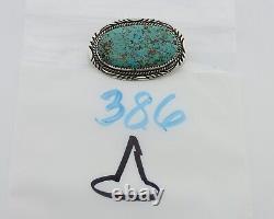 Navajo Pin Pendant 925 Silver Natural Spiderweb Turquoise Signed S C. 80's