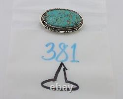 Navajo Pin Pendant 925 Silver Natural Spiderweb Turquoise Signed S C. 80's