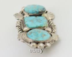 Navajo Pin Pendant 925 Silver Natural Turquoise Signed Billy Eagle C. 80's