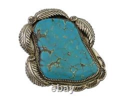 Navajo Pin Pendant 925 Silver Spiderweb Turquoise Native American Artist C. 70's