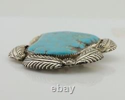 Navajo Pin Pendant 925 Silver Spiderweb Turquoise Native American Artist C. 70's