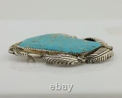 Navajo Pin Pendant 925 Silver Spiderweb Turquoise Native American Artist C. 70's