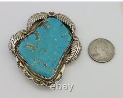 Navajo Pin Pendant 925 Silver Spiderweb Turquoise Native American Artist C. 70's