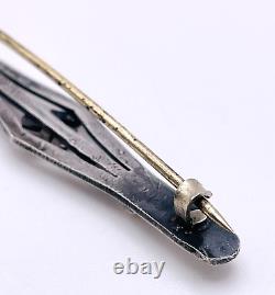 Navajo Pre-1940 Whirling Log Bar Pin Coin Silver Arrow C Clasp Old Pawn Unsigned