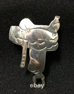 Navajo Robert Becenti Saddle Pin Sterling Silver Signed Vintage