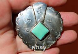 Navajo Robert Johnson Concho Sterling Turquoise Stone Pendant Pin