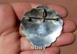 Navajo Robert Johnson Concho Sterling Turquoise Stone Pendant Pin
