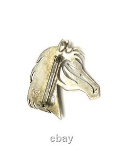 Navajo Robert Vandover Sterling Silver Turquoise Opal Horse Head Pin Pendant