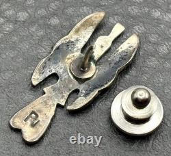 Navajo Roy Vandever Peyote Bird Turquoise Sterling Silver Tack Tie Pin Brooch