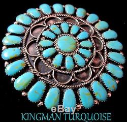 Navajo SW3 Round LargeKingman Turquoise/925Brooch/Pendant