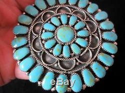 Navajo SW3 Round LargeKingman Turquoise/925Brooch/Pendant