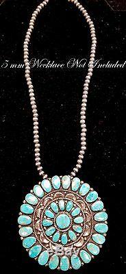 Navajo SW3 Round LargeKingman Turquoise/925Brooch/Pendant