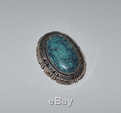 Navajo Signed Irv Sterling Silver And Spider Web Turquoise Pin Brooch Pendant