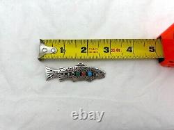 Navajo Silver & Multi-Stone Trout Fishing Pin by Lee Charlie