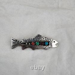 Navajo Silver Rainbow Trout Pin by Lee Charlie