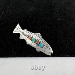 Navajo Silver Rainbow Trout Pin by Lee Charlie