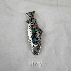 Navajo Silver Rainbow Trout Pin by Lee Charlie