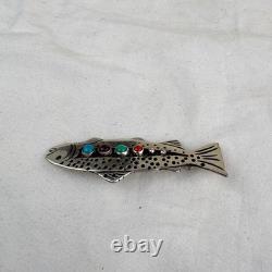 Navajo Silver Rainbow Trout Pin by Lee Charlie