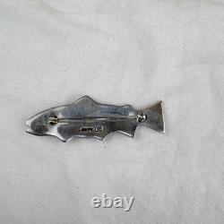 Navajo Silver Rainbow Trout Pin by Lee Charlie