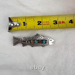 Navajo Silver Rainbow Trout Pin by Lee Charlie