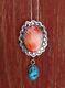 Navajo Silver Spiny Oyster Turquoise Pendant Pin With 24 Inch Silver Chain
