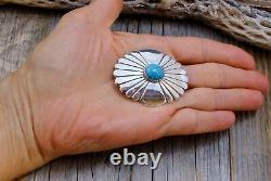 Navajo Silver Turquoise Brooch Pin