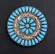 Navajo Silver And Turquoise Pettipoint Pin Pendant Sterling Handcrafted
