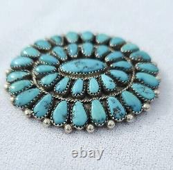 Navajo Sleeping Beauty Petit Point Turquoise Sterling Silver Pin