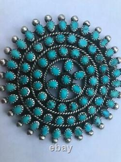 Navajo Southwestern Sterling Silver Turquoise Cluster Brooch