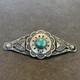Navajo Stamped Brooch Sterling Silver C-clasp Turquoise Vintage Harvey Era U