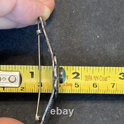 Navajo Stamped Brooch Sterling Silver C-Clasp Turquoise Vintage Harvey Era U